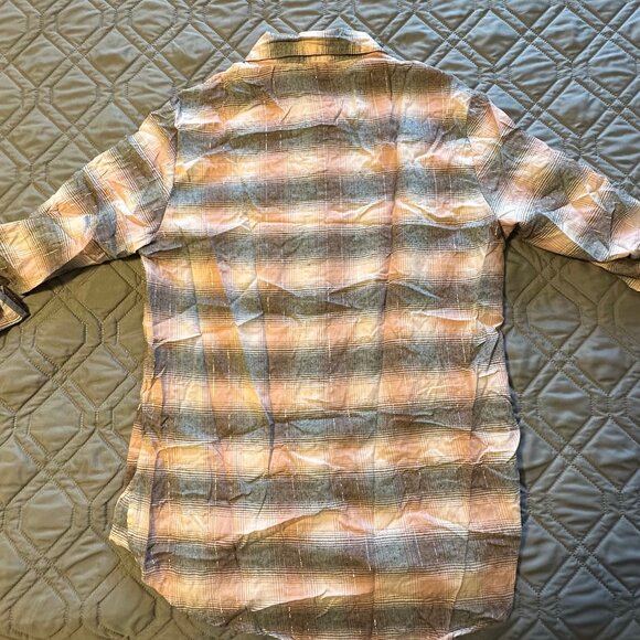 Riders by Lee Pink, White, Silver and Grey Plaid Button Down Shirt - Picture 2 of 3